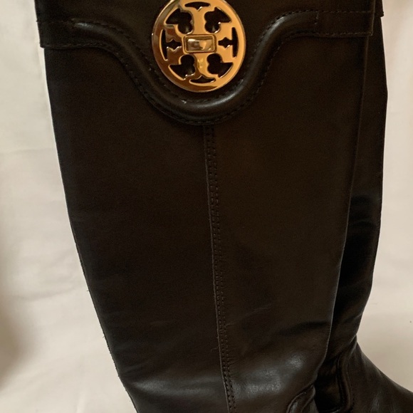 Tory Burch Leather Knee High Riding Boots Size 5.5 Brown Zip up - Picture 4 of 8